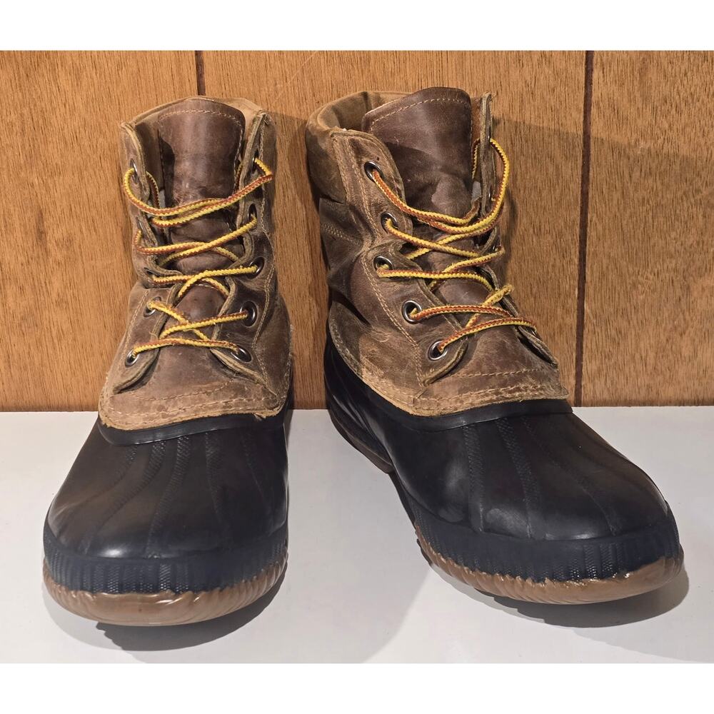 Sorel Duck Boots Men's Size 12 Brown Black Waterproof Lace Up Boots